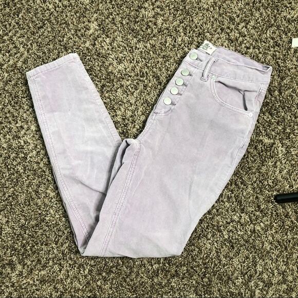 We The Free Sun Chaser Button Fly High Waist Lavender Cords 26 - Picture 6 of 11